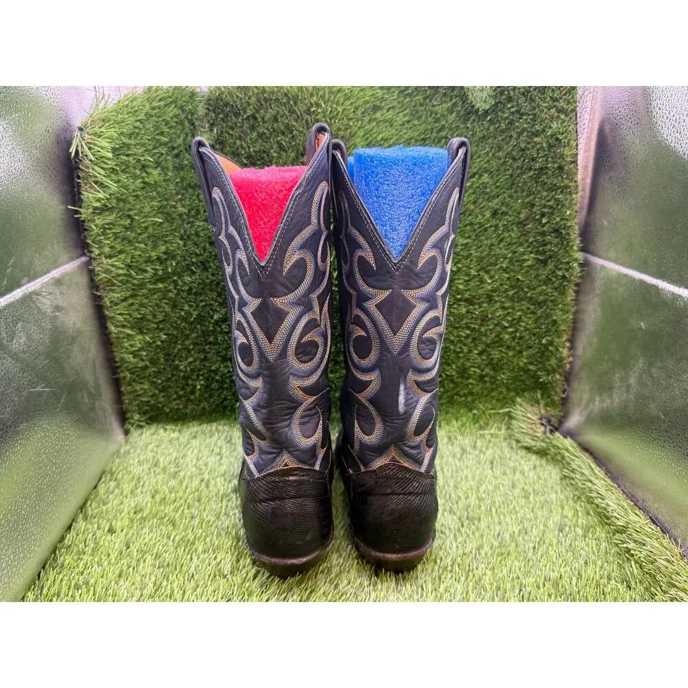 Vintage Nocona Western Boot Men's 7.5 Black Leather Cowboy Equestrian Rodeo
